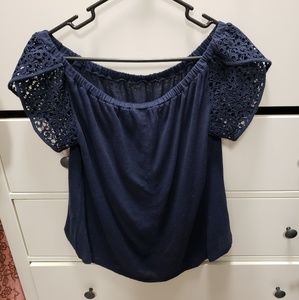 Navy blue off shoulder top